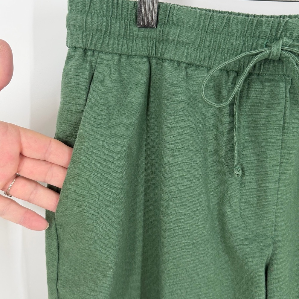 J.Crew Green Linen Cotton Drawstring Pants 12 Spring 2024 Preppy Coastal Casual - Picture 5 of 14